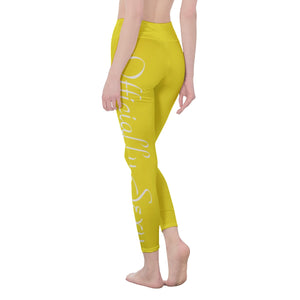 👖 Officially Sexy Colors Collection Lemon Yellow With White Logo Women's High Waist Leggings Color #F8E71C 👖