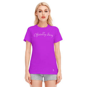 👚 Officially Sexy Colors Collection Women's Deep Magenta & White Round Neck T-Shirt | 190GSM Cotton Color #BD10E0 👚