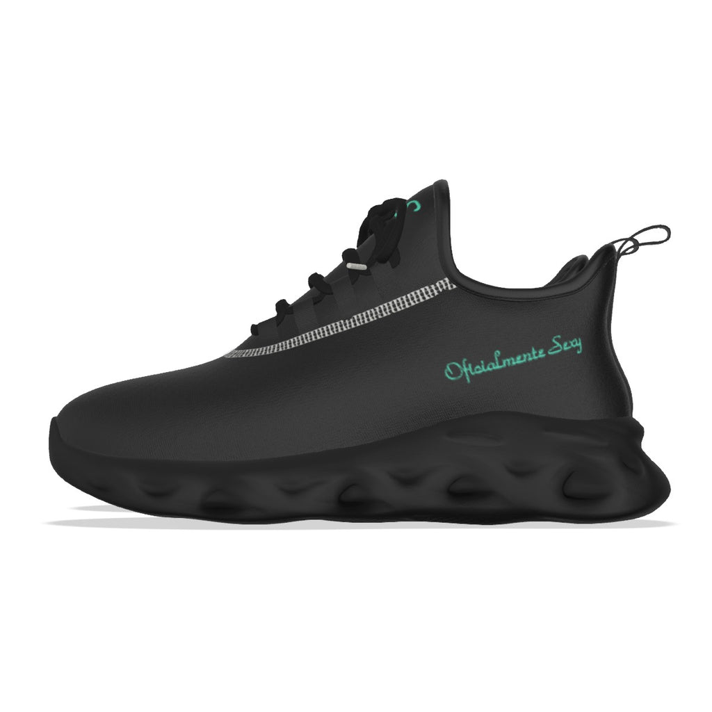 Oficialmente Sexy Black Women's Light Sports Shoes With Turquoise Green Logos