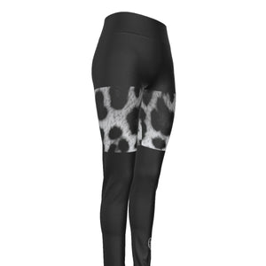 Officially Sexy Snow Leopard Print Collection Women's Black High Waist Thigh High Booty Popper Leggings 2 #2 (English) 2