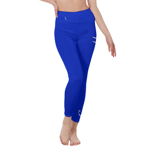 👖 Officially Sexy Colors Collection Persian Blue With White Logo Women's High Waist Leggings Color #0227D0 👖
