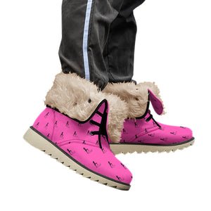 Officially Sexy Neon Pink & Black Skyline Collection Women's Plush Boots