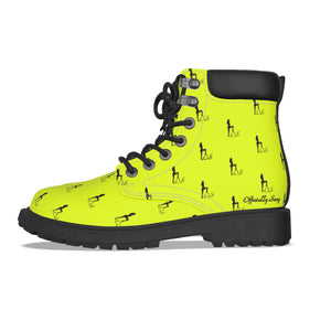 Officially Sexy Neon Yellow & Black Skyline Women's Short Boots