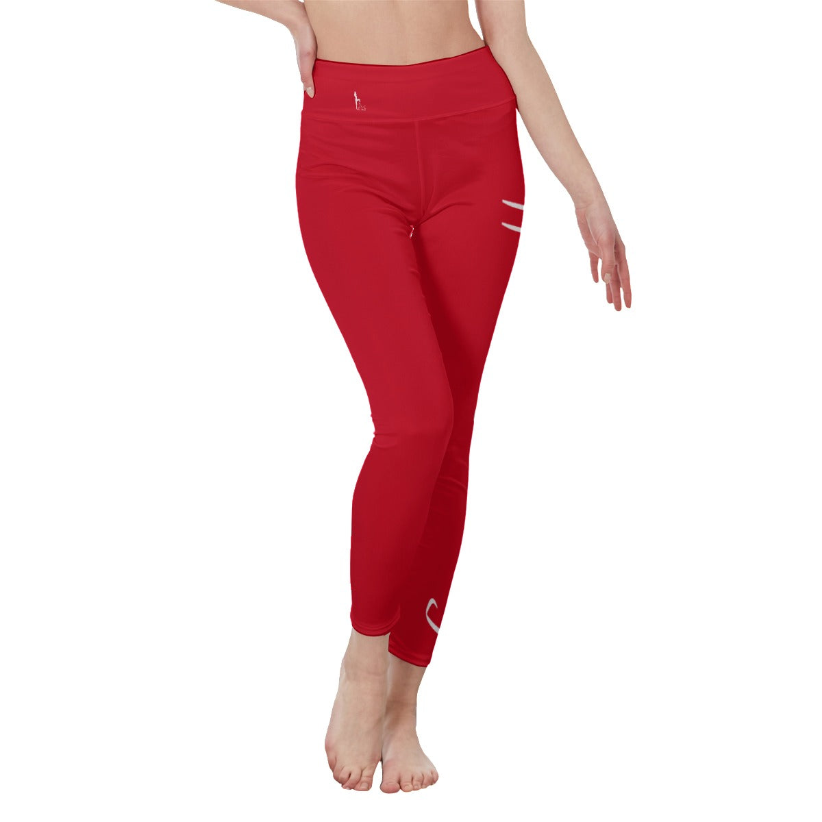 👖 Officially Sexy Colors Collection Venetian Red With White Logo Women's High Waist Leggings Color #D0021B 👖