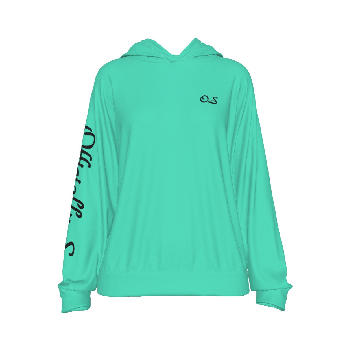Officially Sexy Turquoise Green Women's Casual Hoodie With Black Logos