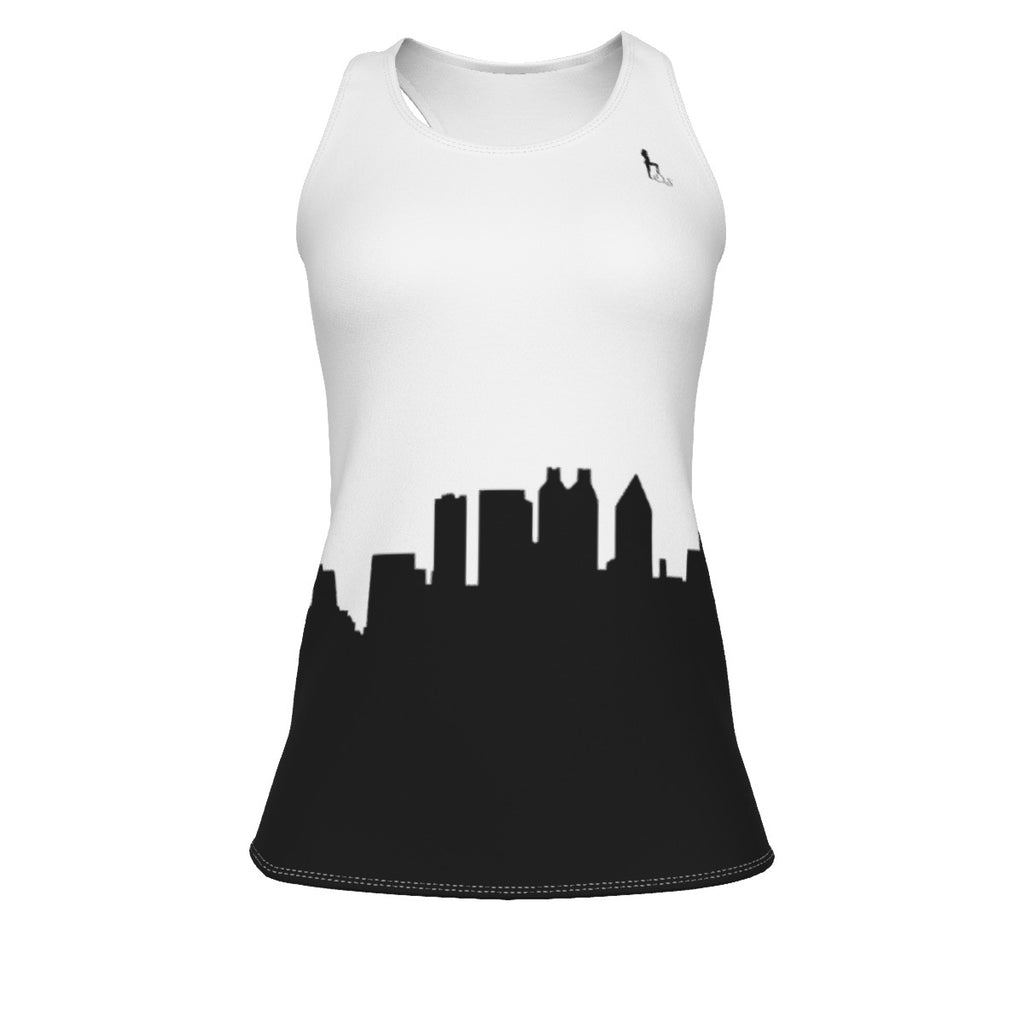 Officially Sexy White & Black Skyline Women's Racerback Tank Top