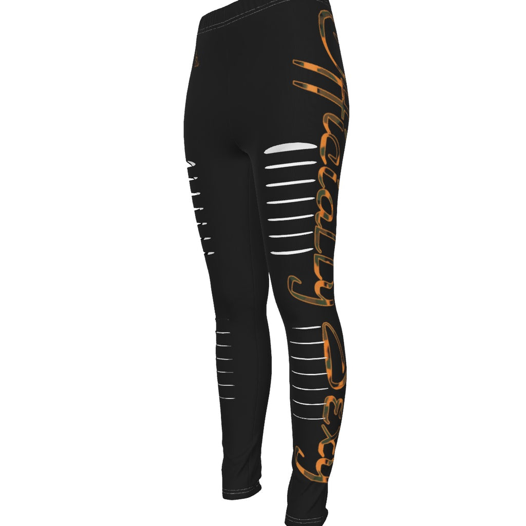 Officially Sexy Orange Army Camouflage Women's Black Ripped Leggings #1