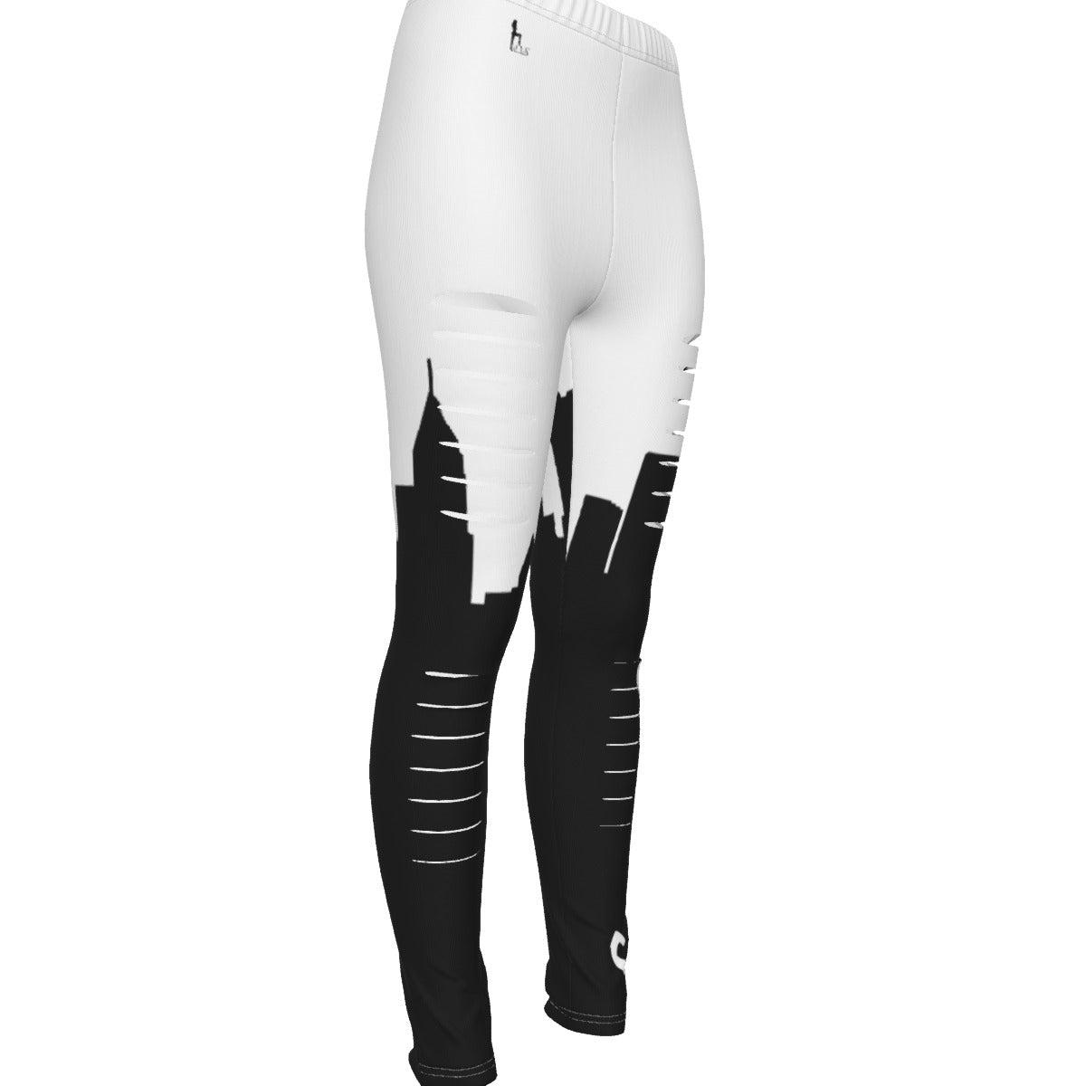Officially Sexy White & Black Skyline Collection Ripped Leggings