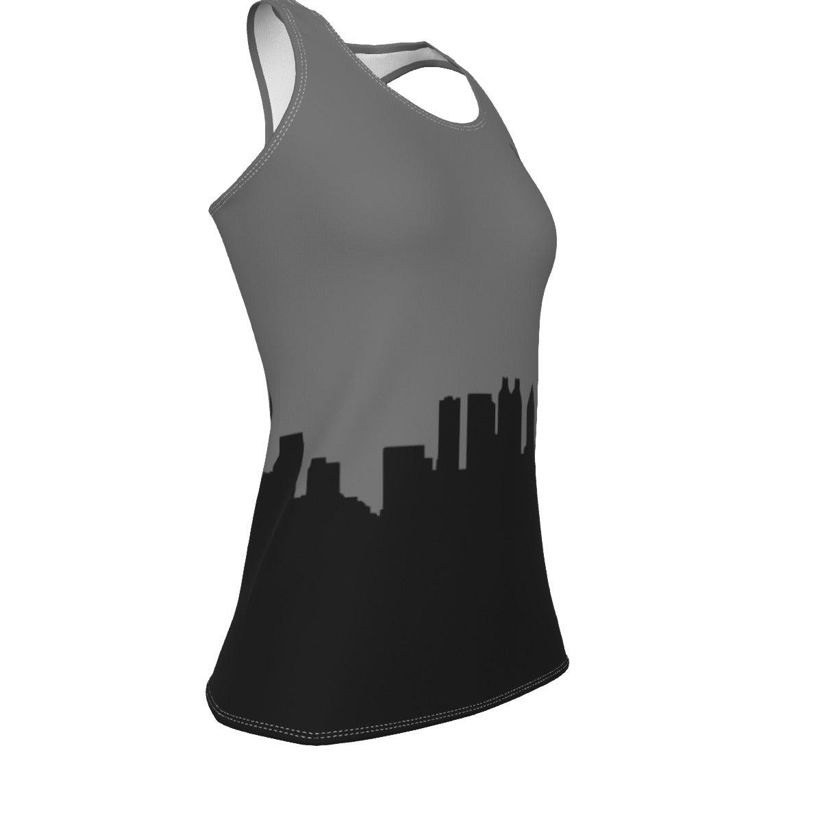 Officially Sexy Dark Grey & Black Skyline Women's Racerback Tank Top