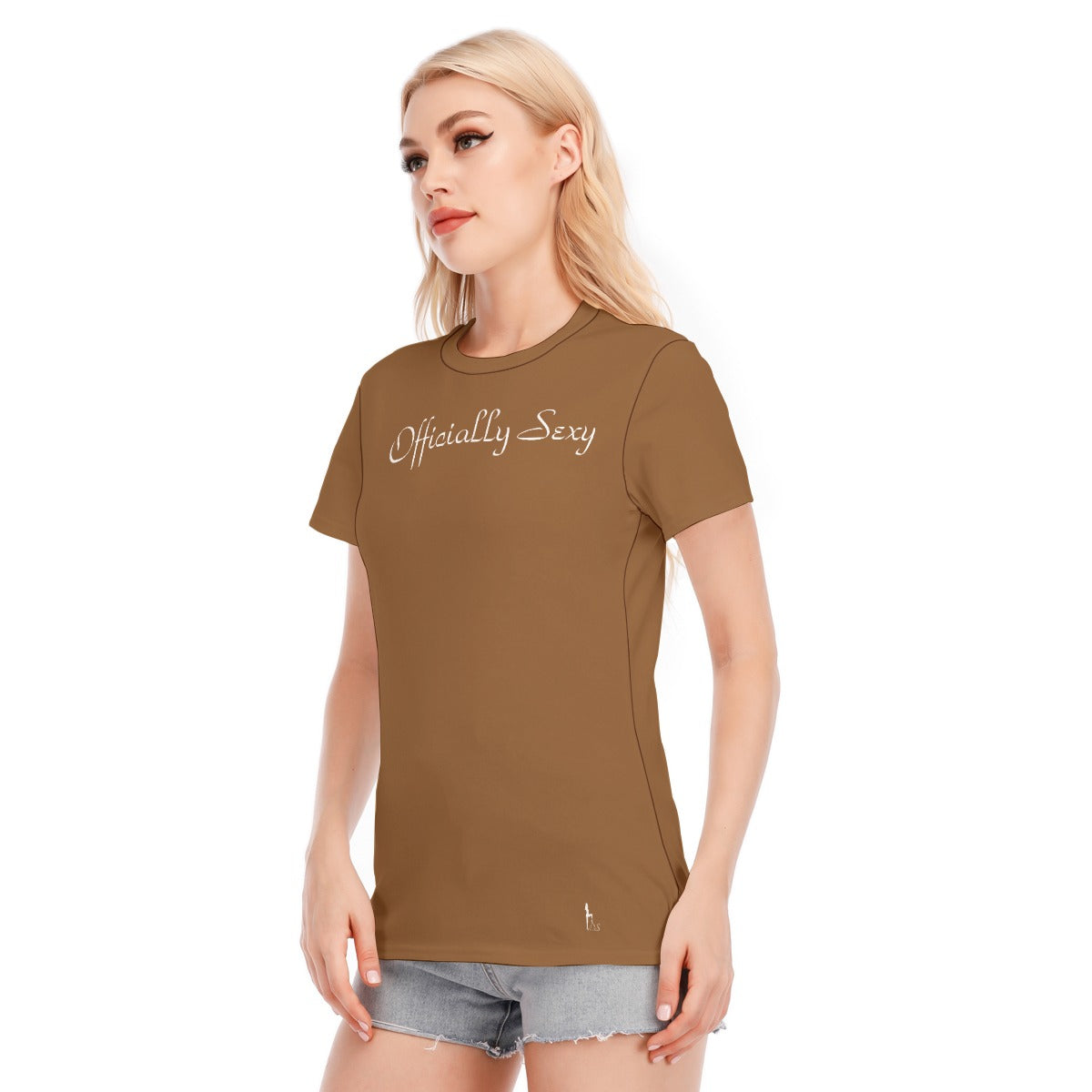 👚 Officially Sexy Colors Collection Cocoa Brown With White Logo Women's Round Neck T-Shirt Color #8B572A 👚