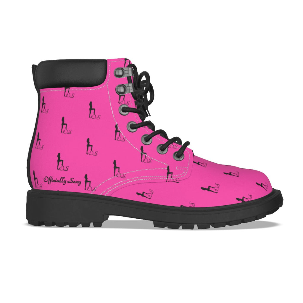 Officially Sexy Neon Pink & Black Skyline Women's Short Boots