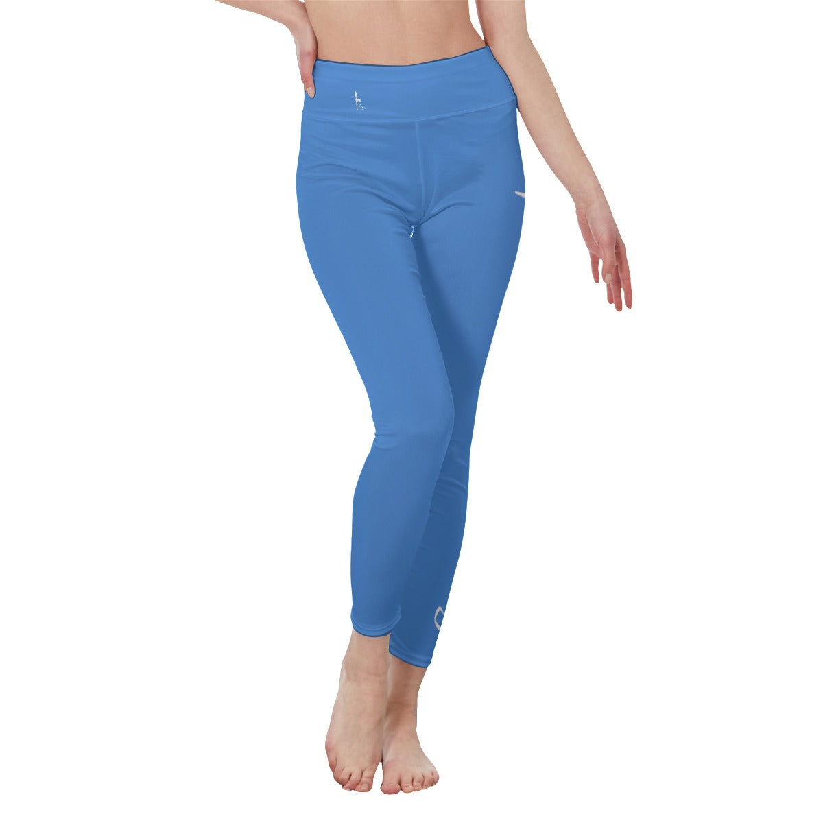 👖 Oficialmente Sexy Colors Collection Cornflower Blue With White Logo Women's High Waist Leggings Color #4A90E2 👖