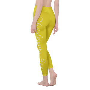 👖 Oficialmente Sexy Colors Collection Lemon Yellow With White Logo Women's High Waist Leggings Color #F8E71C 👖