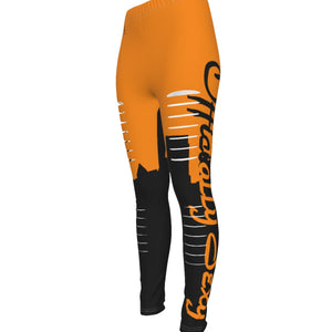 Officially Sexy Neon Orange & Black Skyline Collection Ripped Leggings