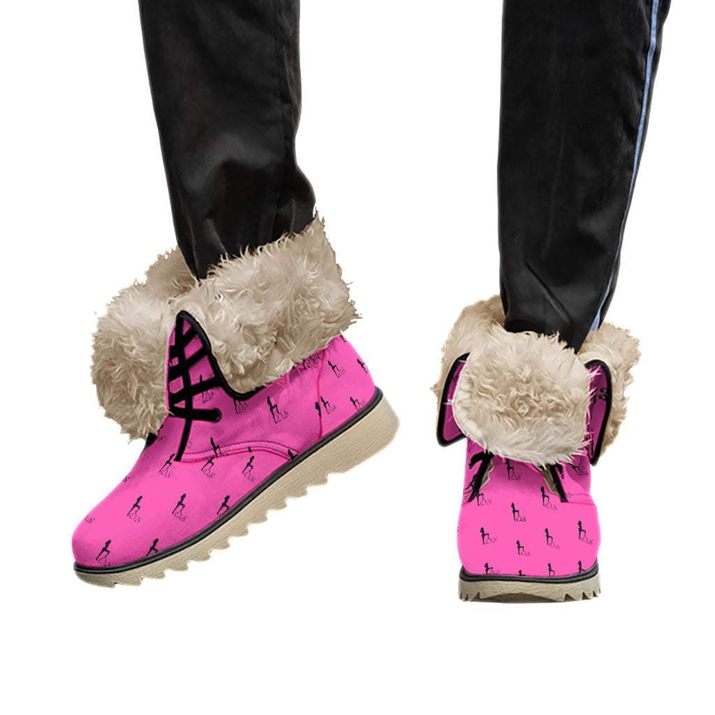 Officially Sexy Neon Pink & Black Skyline Collection Women's Plush Boots
