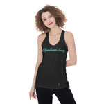 Oficialmente Sexy Black Women's Racerback Tank Top WithTurquoise Green Logos