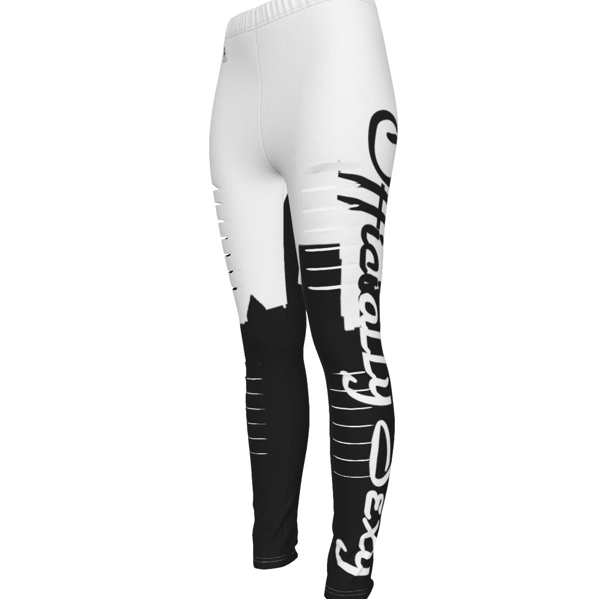 Officially Sexy White & Black Skyline Collection Ripped Leggings