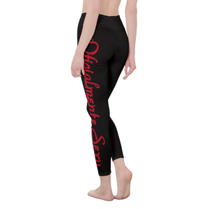 Black And Red Oficialmente Sexy Bold Print Women's High Waist Leggings | Side Stitch Closure