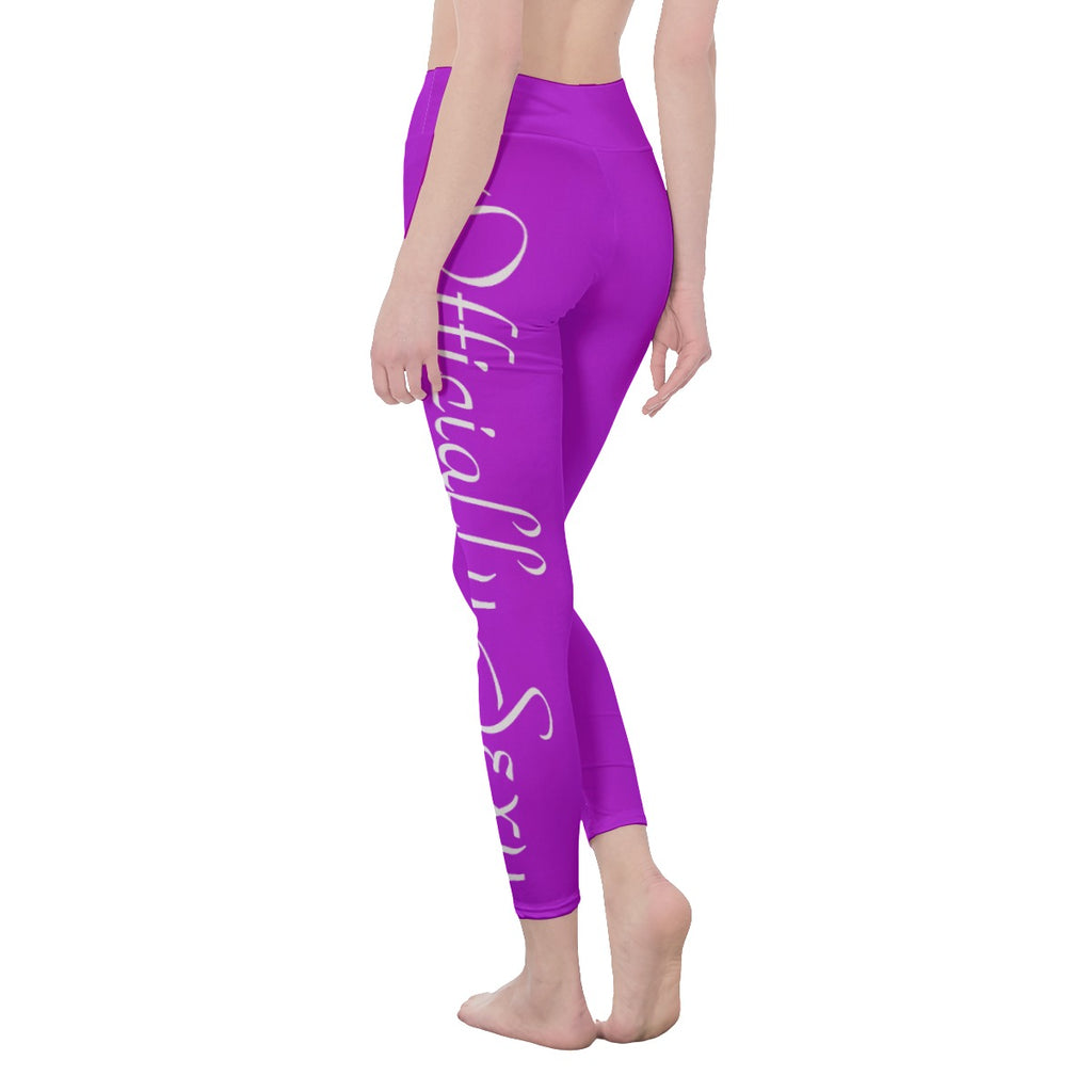 👖 Officially Sexy Colors Collection Deep Magenta With White Logo Women's High Waist Leggings Color #BD10E0 👖