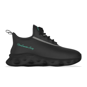 Oficialmente Sexy Black Women's Light Sports Shoes With Turquoise Green Logos