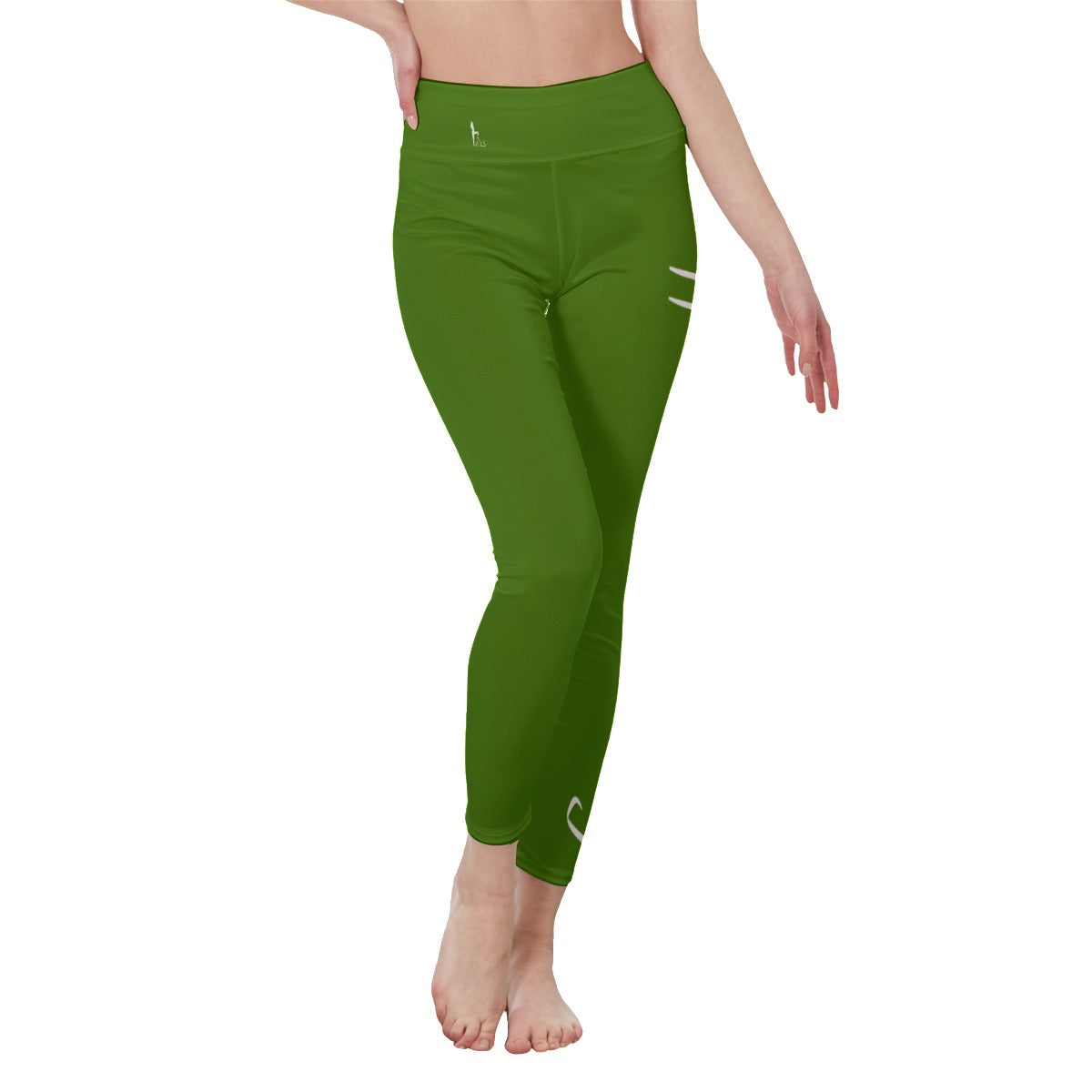 👖 Officially Sexy Colors Collection Atlantis Green With White Logo Women's High Waist Leggings Color #417505 👖