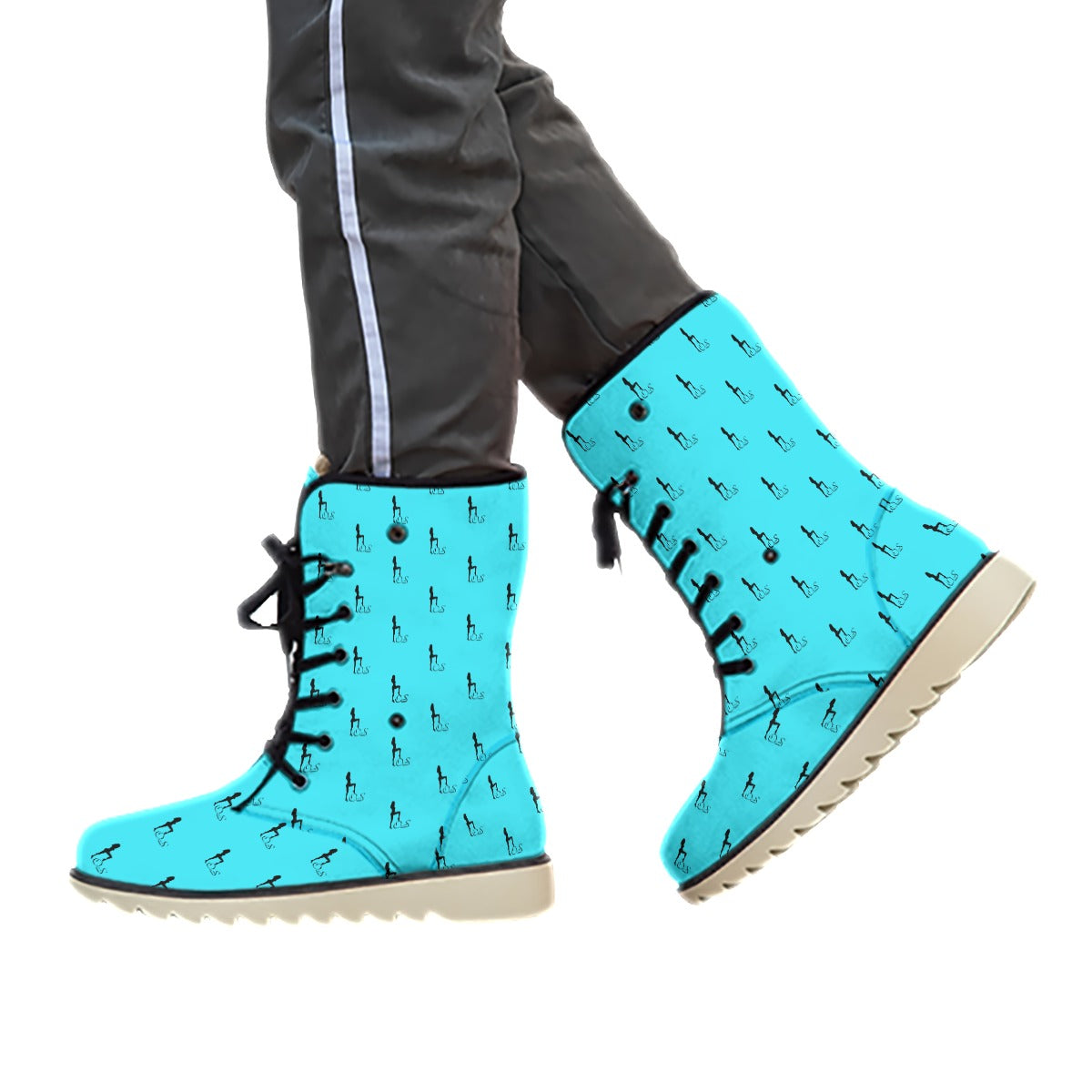 Officially Sexy Turquoise & Black Skyline Collection Plush Boots