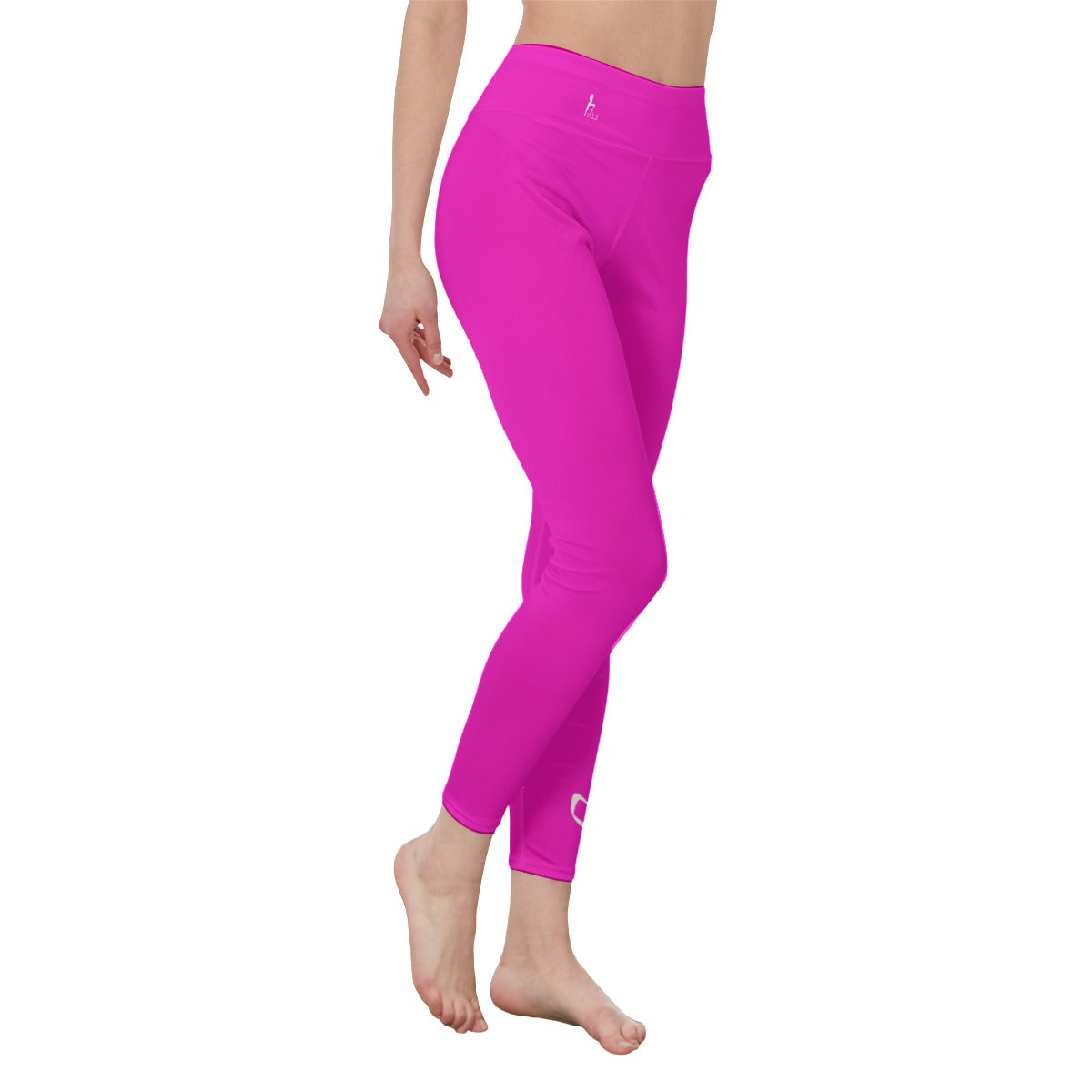 👖 Officially Sexy Colors Collection Shocking Pink With White Logo Women's High Waist Leggings Color #FE13C2 👖