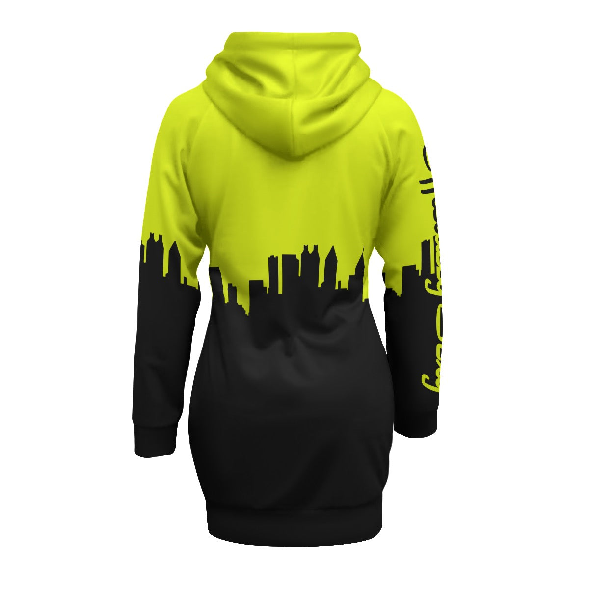 Officially Sexy Neon Yellow Skyline Collection Women's Pullover Hoodie Dress