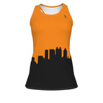 Officially Sexy Neon Orange & Black Skyline Women's Racerback Tank Top