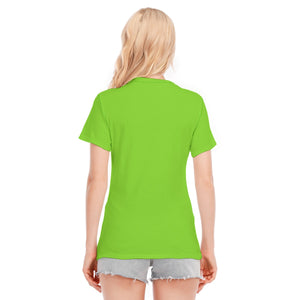 👚 Officially Sexy Colors Collection Yellow Green With White Logo Women's Round Neck T-Shirt | 190GSM CottonColor #7ED321 👚