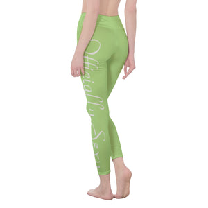 👖 Officially Sexy Colors Collection Sulu Green With White Logo Women's High Waist Leggings Color #B8E986 👖