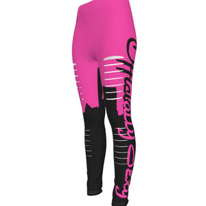 Officially Sexy Neon Pink & Black Skyline Collection Ripped Leggings