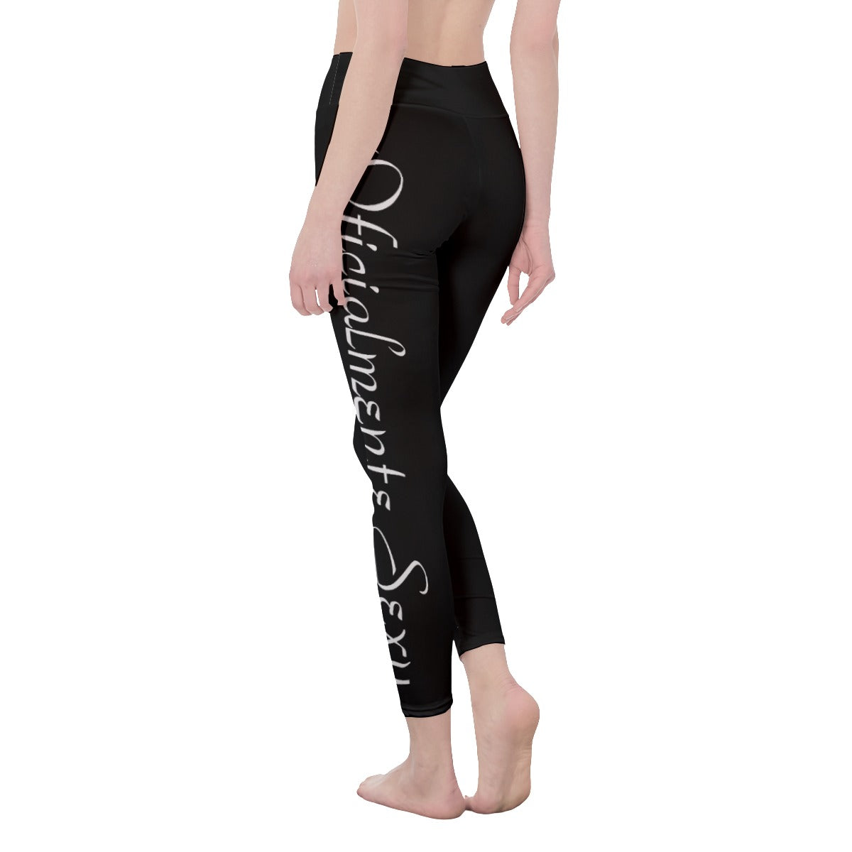 👖 Oficialmente Sexy Colors Collection Black With White Logo Women's High Waist Leggings Color #4A4A4A 👖