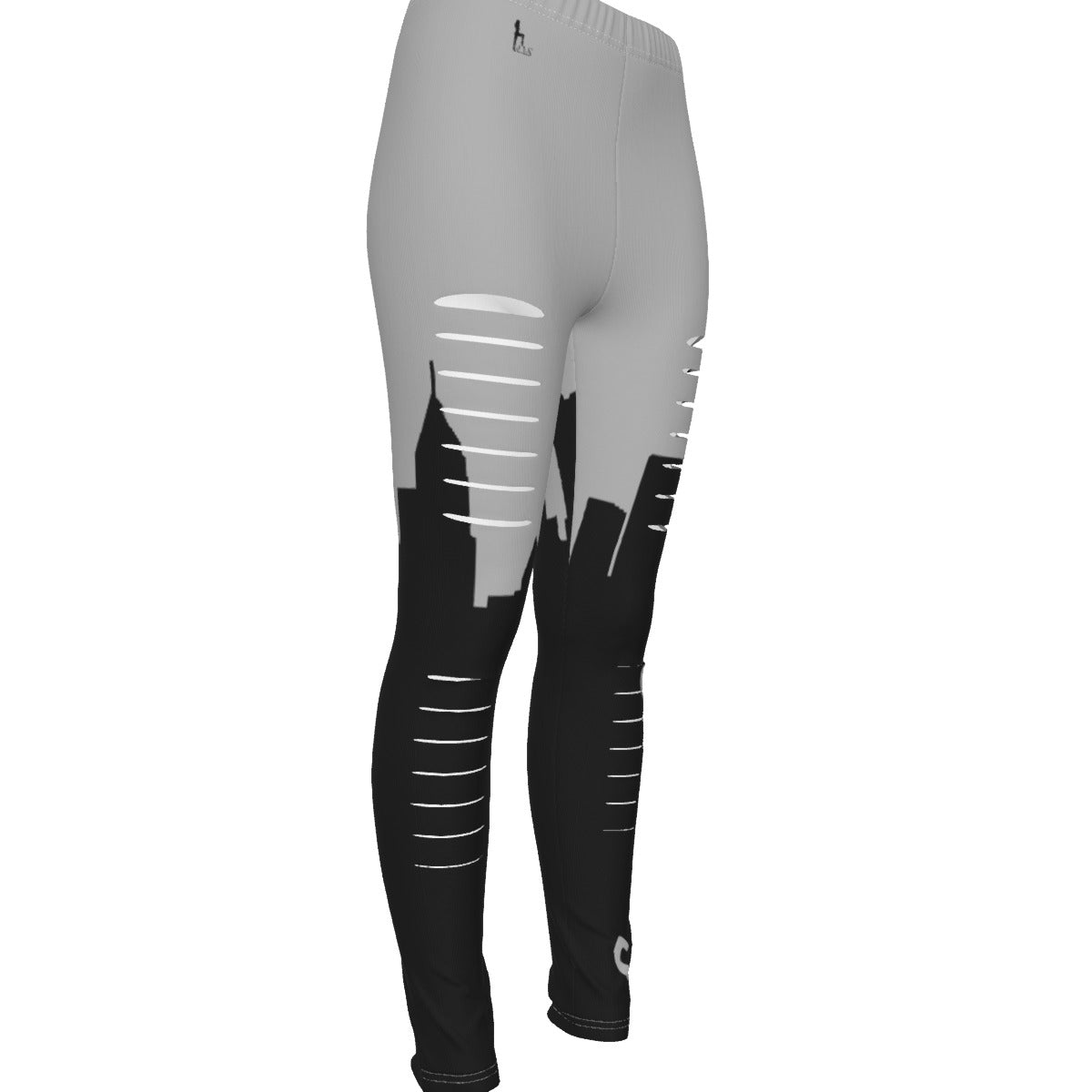 Officially Sexy Light Grey & Black Skyline Collection Ripped Leggings