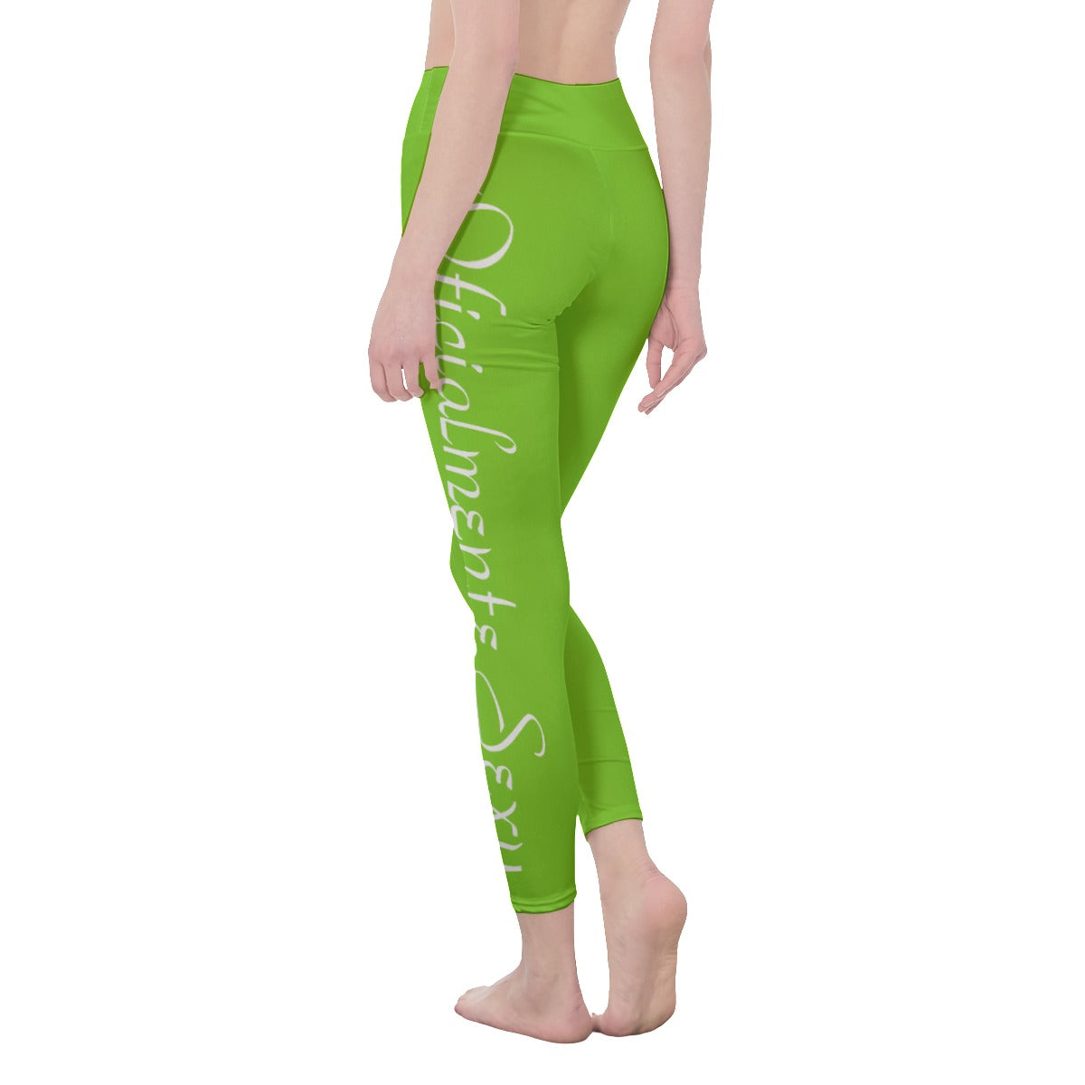 👖 Oficialmente Sexy Colors Collection Yellow Green With White Logo Women's High Waist Leggings Color #7ED321 👖
