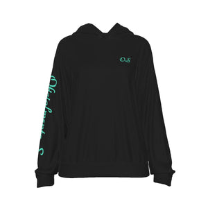 Oficialmente Sexy Black Women's Casual Hoodie With Turquoise Green Logos