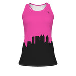 Officially Sexy Neon Pink & Black Skyline Women's Racerback Tank Top