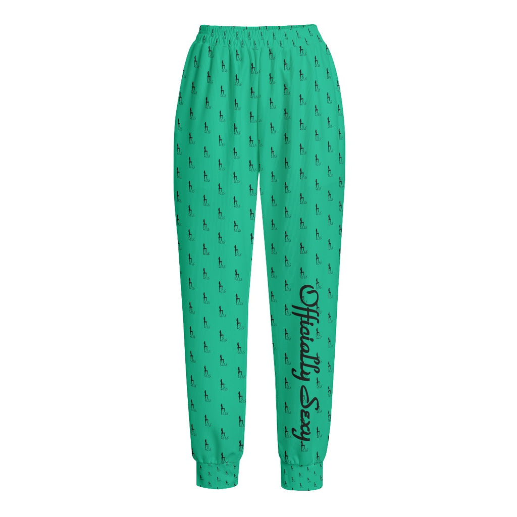 Officially Sexy Mint Green Laser Collection Logo With Girl Women's Loose Casual Pants