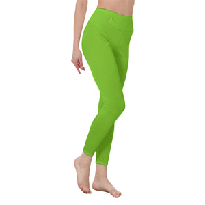 👖 Oficialmente Sexy Colors Collection Yellow Green With White Logo Women's High Waist Leggings Color #7ED321 👖