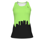 Officially Sexy Neon Green & Black Skyline Women's Racerback Tank Top
