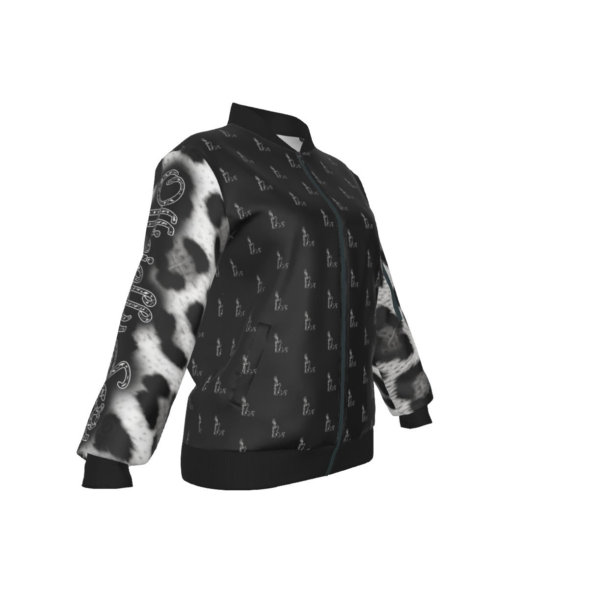 Officially Sexy Snow Leopard Collection Women's White Girl on OS Logo All Over Jacket With Large Print Sleeves (English) #5