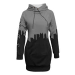 Officially Sexy Dark Grey & Black Skyline Collection Women's Pullover Hoodie Dress