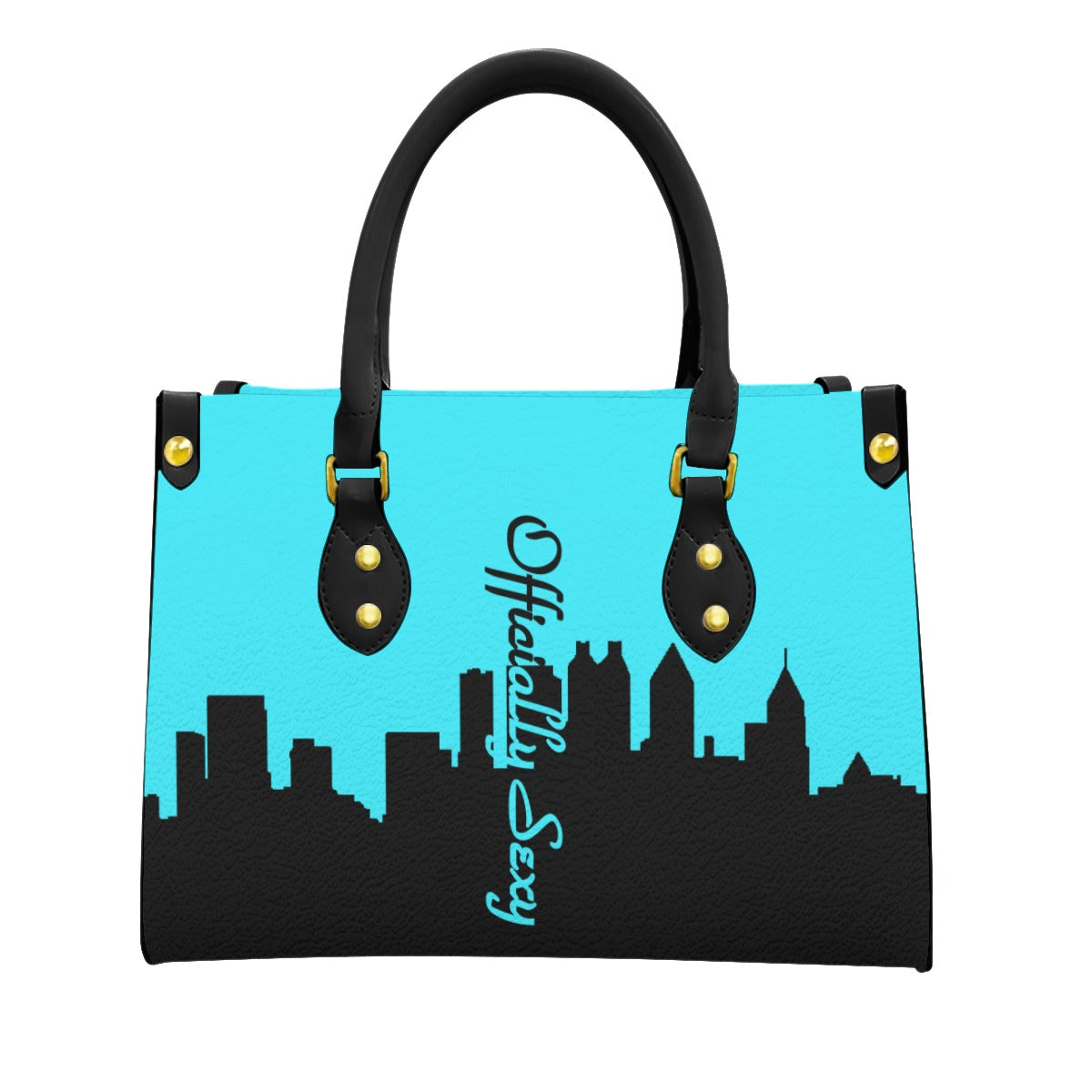 Officially Sexy Turquoise & Black Skyline Collection Women's Tote Bag