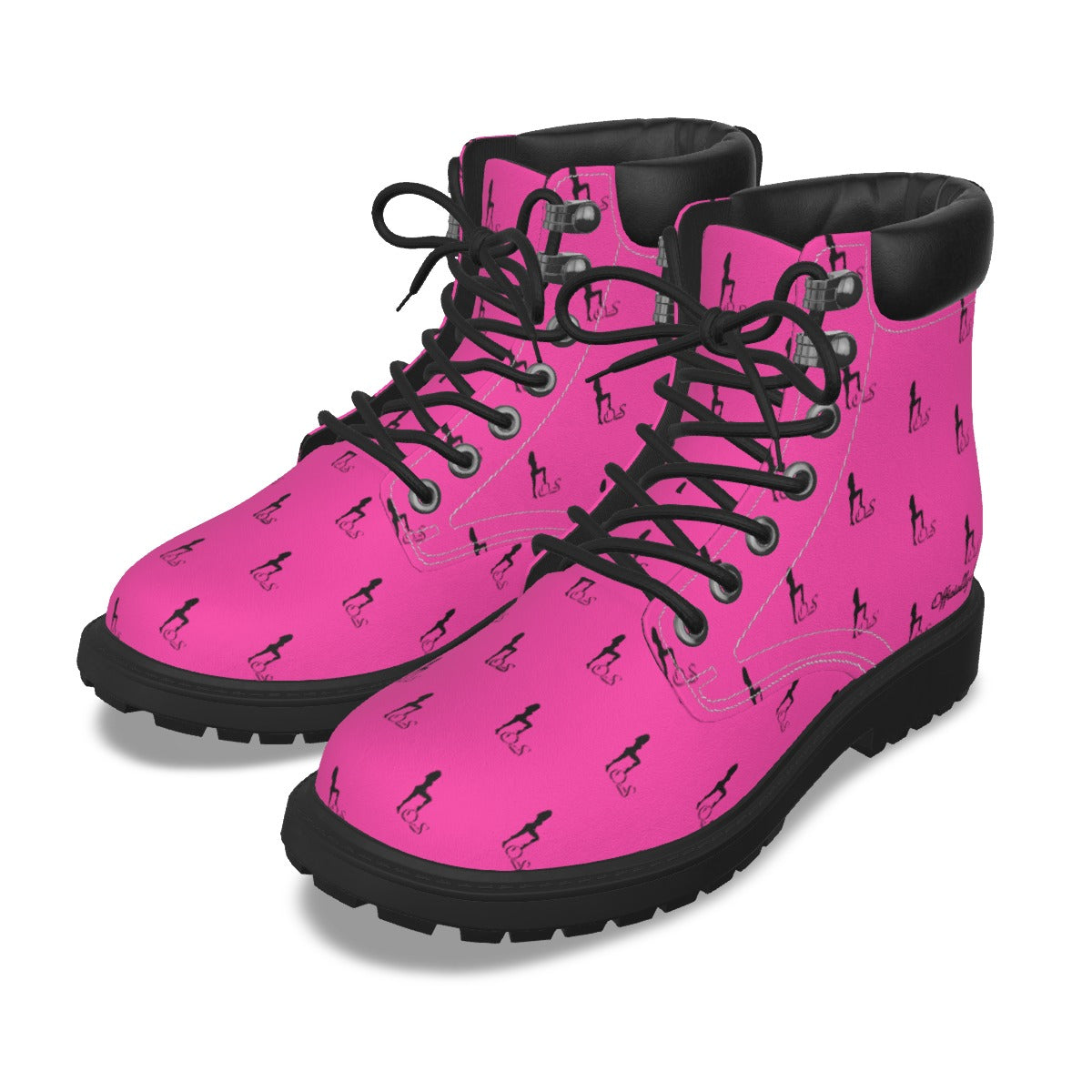 Officially Sexy Neon Pink & Black Skyline Women's Short Boots