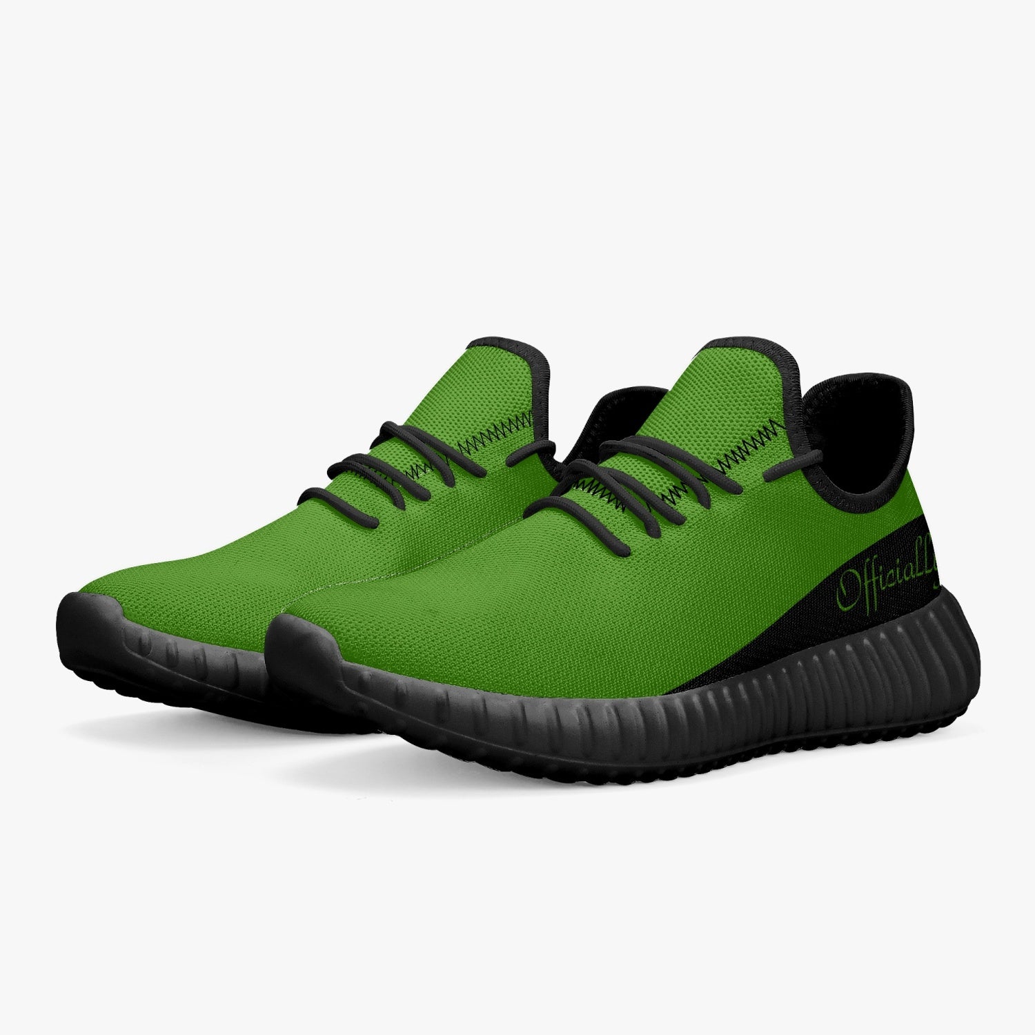 Officially Sexy Green & Black Laser Mesh Knit Sneakers - With White or Black Sole