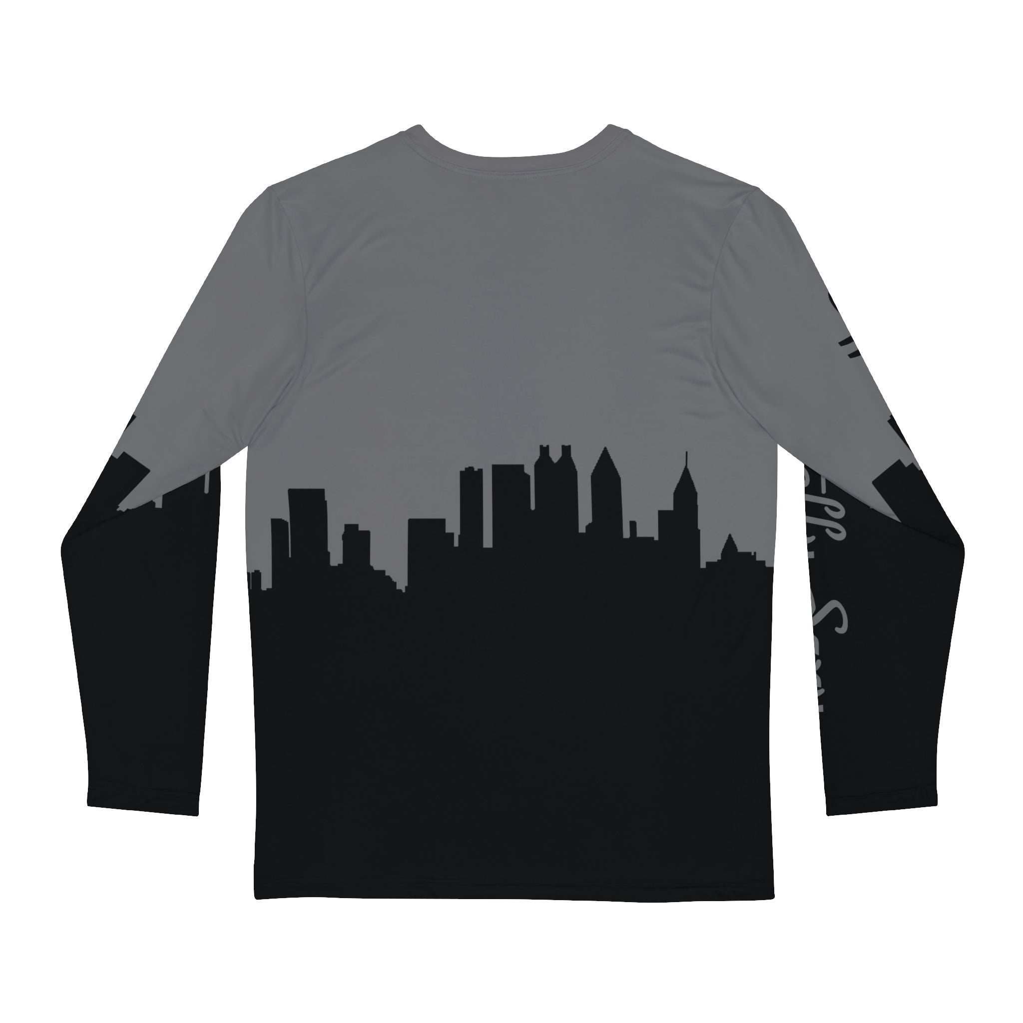 Officially Sexy Dark Grey & Black Skyline Men's Long Sleeve AOP Shirt