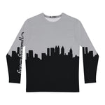 Officially Sexy Light Grey & Black Skyline Men's Long Sleeve AOP Shirt