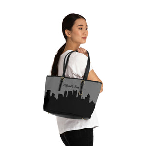 Officially Sexy Dark Grey Skyline PU Leather Shoulder Bag