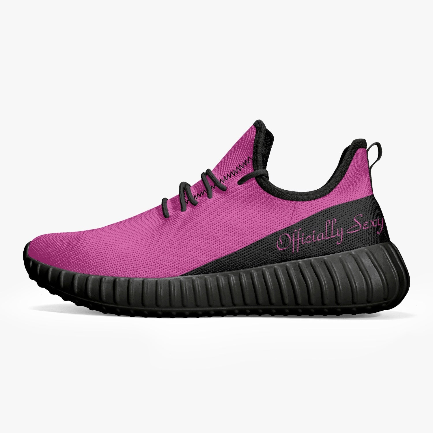 Officially Sexy Pink & Black Laser Mesh Knit Sneakers - With White or Black Sole