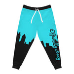 Officially Sexy Turquoise & Black Skyline Unisex Athletic Joggers (AOP)